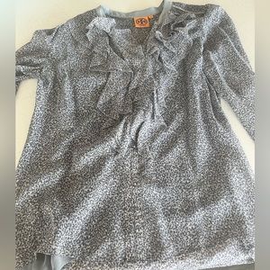 Tory Burch animal print frill blouse